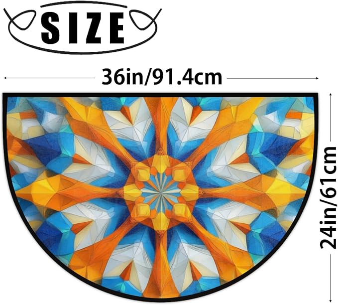 Half Round Door Mat, Multicolored Mandala Half Circle Rug for Home Decor Floor Indoor Outdoor Non-Slip Washable Half Moon Rug Doormat 36X24 Inch - Bloomnest