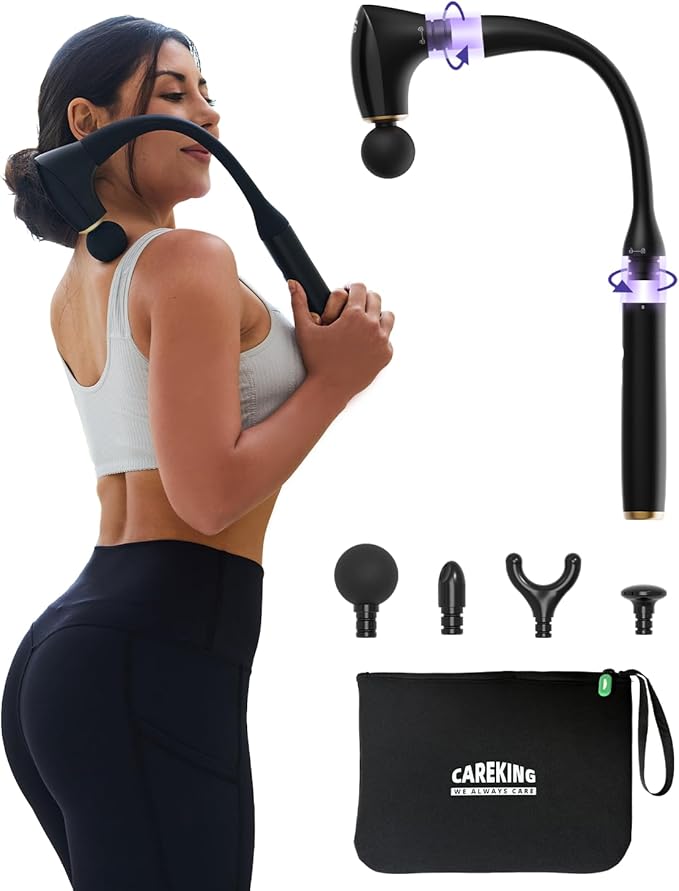 2-in-1 Detachable Percussion Massage Gun with Extension Handle, Back Massager for Pain Relief Deep Tissue Muscle Massager for Arm Shoulder Lower Back Thigh Waist, Gifts for Women, FSA-HSA Eligible - Bloomnest