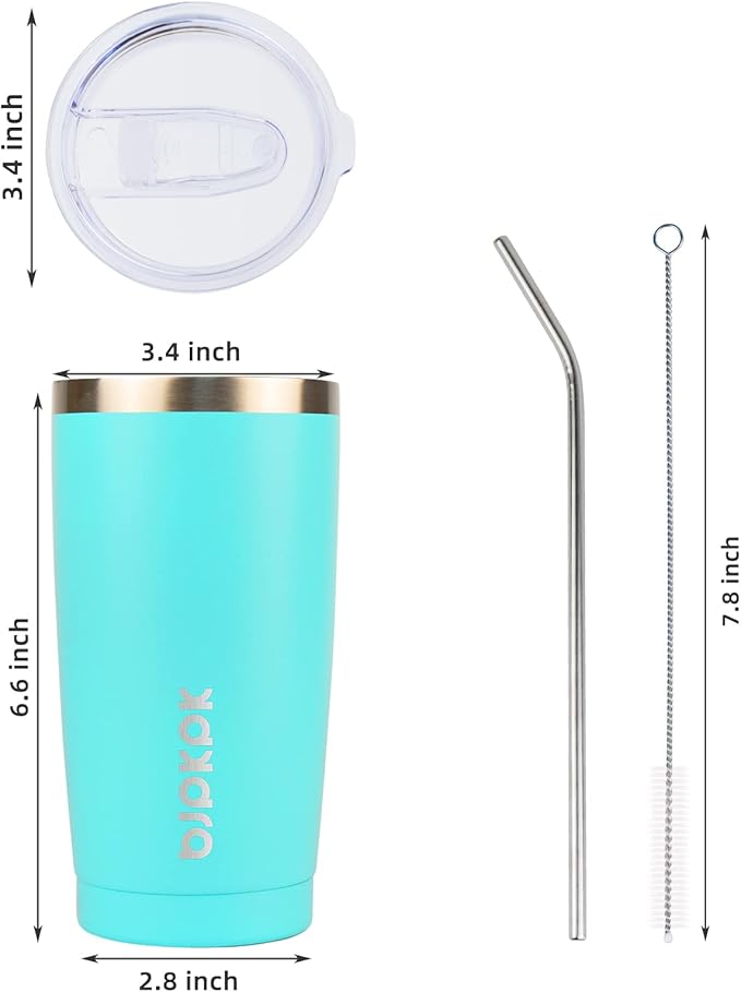 BJPKPK 20 oz Tumbler With Lid And Straw Stainless Steel Ice Coffee Tumblers Vacuum Insulated Travel Thermal Cup,Turquoise - Bloomnest