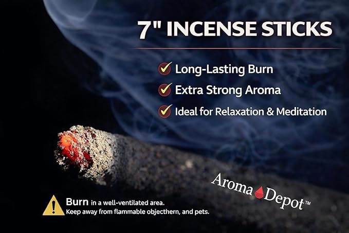 Aroma Depot 7 Inch Cherry Incense Sticks – 7” Charcoal Incense, 85–100 Count (1 Pack), 30–45 Minute Burn AromaDepotInc