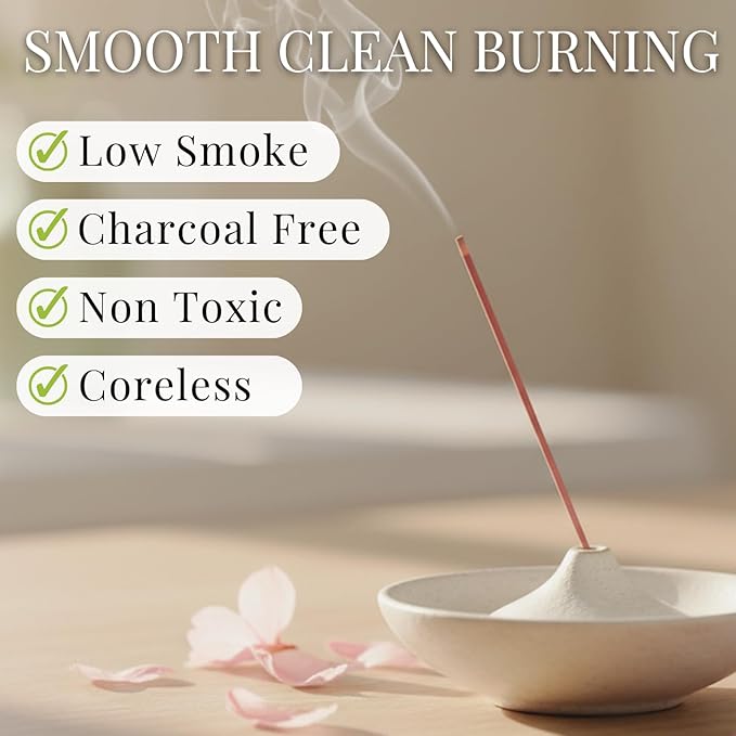 Sakura CherryBlossoms Premium Japanese Incense Sticks 60sticks Coreless Low Smoke Natural Charcoal Free Non Toxic Kyoto Aroma Aromatherapy Meditation Calming Stress Relief Relaxation TOMORI VECTillJapan-TOMORIofficial-