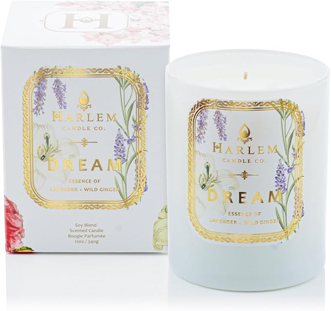 HARLEM CANDLE CO. - Dream - Luxury Scented Soy Candle, 11 oz - 80-Hour Burn Time | Lavender, Pimento Berry, Bergamot, Jasmine, Wild Ginger, Sandalwood | Scented Candles for Home - Bloomnest