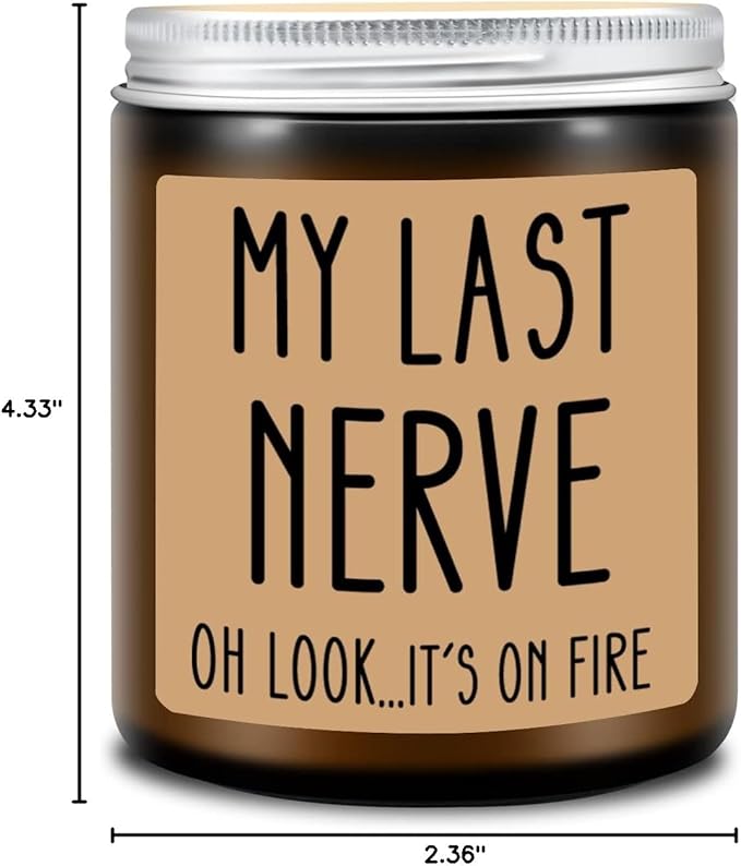 Homsolver Gifts for Women, Funny Friendship Gift for Best Friend - My Last Nerve Lavender Candle - Birthday Christmas Unique White Elephant Stocking Stuffers Gifts for Adults, Women, Her, BFF, Sister - Bloomnest