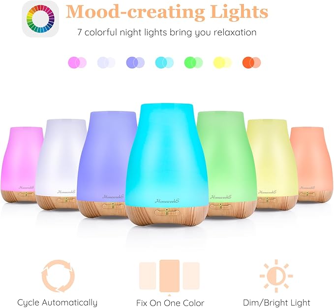 Aromatherapy Essential Oil Diffuser for Room: Air Humidifier Aroma Scent Cool Mist Diffusers Colorful Light Cute Mini Small Waterless Auto Off Ultrasonic for Home Bedroom - Bloomnest
