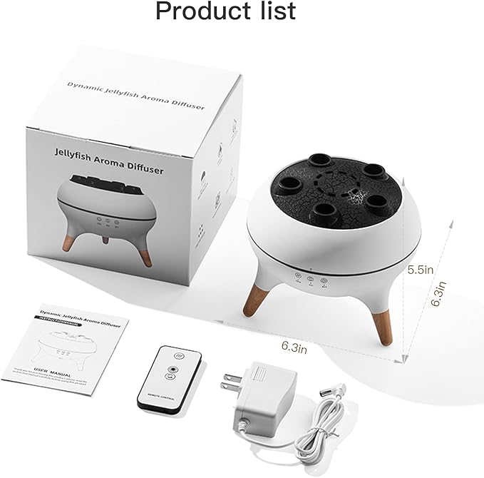 Essential Oil Diffuser 250ML,Jellyfish Diffuser Air Humidifiers Sound Pickup Ultrasonic Aromatherapy Diffuser Remote Control 7 Color Lights for Home Bedroom Office Hotel(White) - Bloomnest