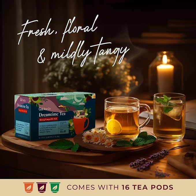 Gya Tea Co Dreamtime Herbal Tea Pod (16 Count)- Decaf Wellness Tea for Body Comfort & Relaxing - Bloomnest