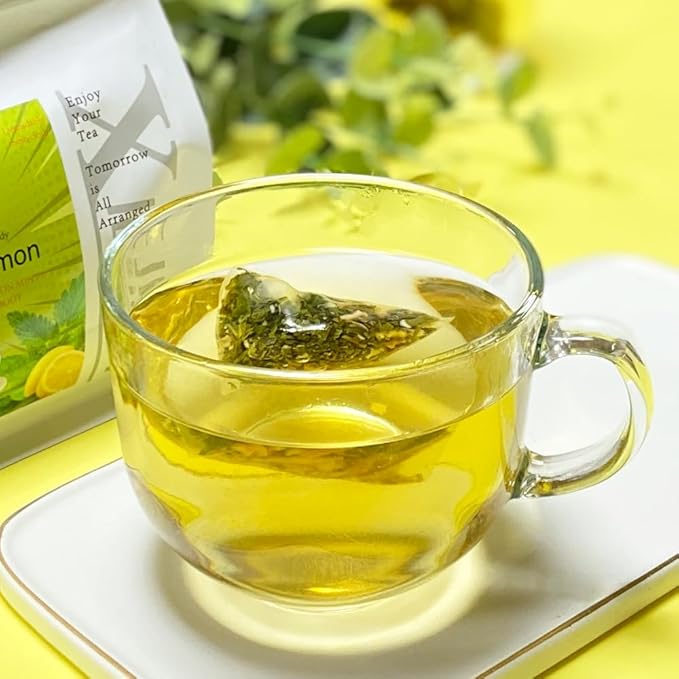 XIEJINJI Peppermint Lemon Tea Bags, 4.2g x 40 Count (5.9 oz), 100% Natural Lemon & Peppermint Leaves, No Flavoring - No Additives - Caffeine Free, Eco-Conscious Pyramid Clear Filter Teabag - Bloomnest