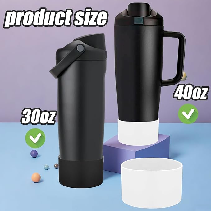 Mity rain 2PCS Protective Silicone Boots for Owala 30oz & 40oz FreeSip Sway Bottles & Tumblers - Accessories for owala, Enhances Stability & Prevents Scratches (Black & White) Mityrain