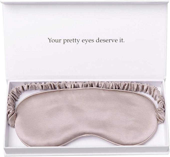 Silk Sleep Mask Light Blocking Luxury 100% Mulberry 19mm Silk Eye Mask Eye Cover Blindfold Ultra Soft Light & Comfy Anti Aging Skin Care with Travel Bag Gift Package - Bloomnest