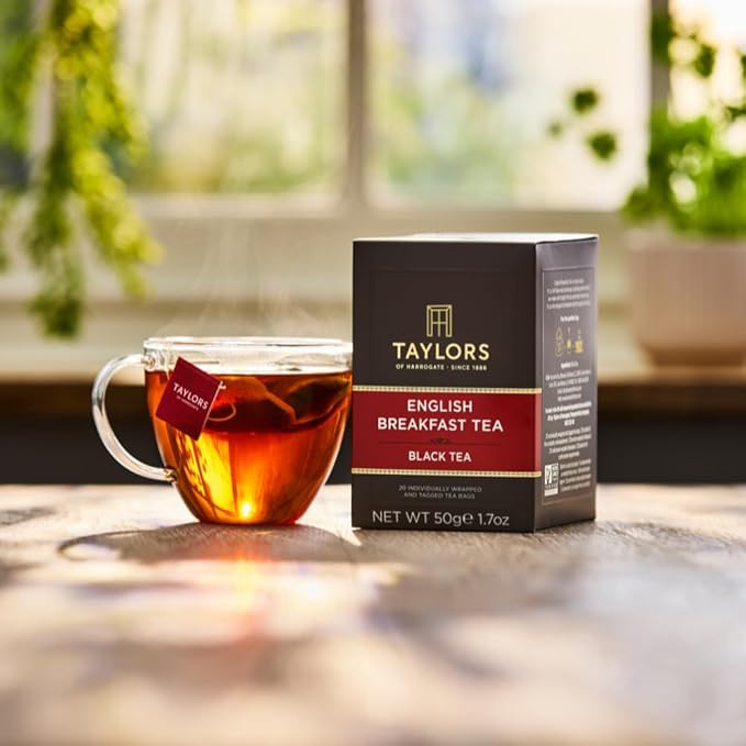 Taylors of Harrogate English Breakfast, Black Tea, Individually Wrapped Bags, 20 Count (Pack of 6), Rich, Bright & Malty, Caffeinated, Enjoy Hot or Iced, 120 Teabags - Bloomnest
