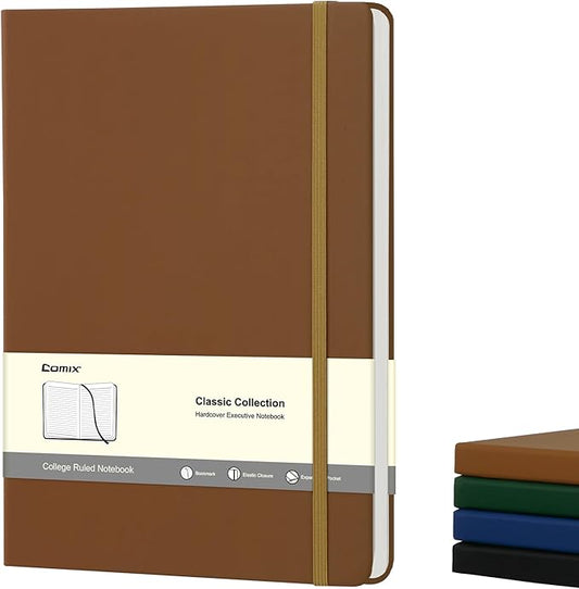 COMIX B5 Lined Journal Notebooks, 240 Pages, 6.9 x 9.8 Inches, Brown, Hardcover Journaling Notebooks for Men & Women- Fits for Office, Business, School, Notes Taking & Writing - Bloomnest