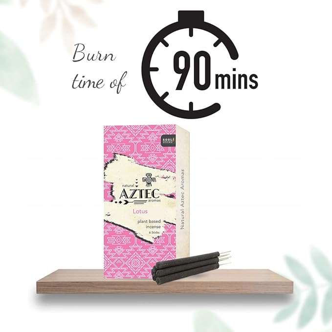 Soul Sticks Aztec Cinnamon Resin Incense Sticks, 90 Hrs Burn Time – 100% Natural, Hand-Rolled & Slow-Burning 6 Pcs| Artisan Blend for Yoga, Meditation, Relaxation, Aromatherapy (Lotus)