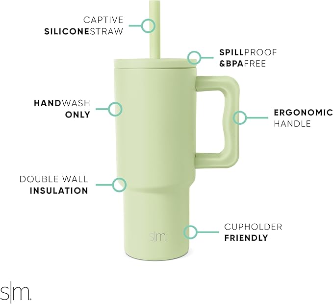 Simple Modern Kids 24 oz Tumbler with Handle and Silicone Straw Lid | Spill Proof and Leak Resistant | Reusable Stainless Steel Bottle | Gift Kids Boys Girls | Trek Collection | Sandy Seas - Bloomnest