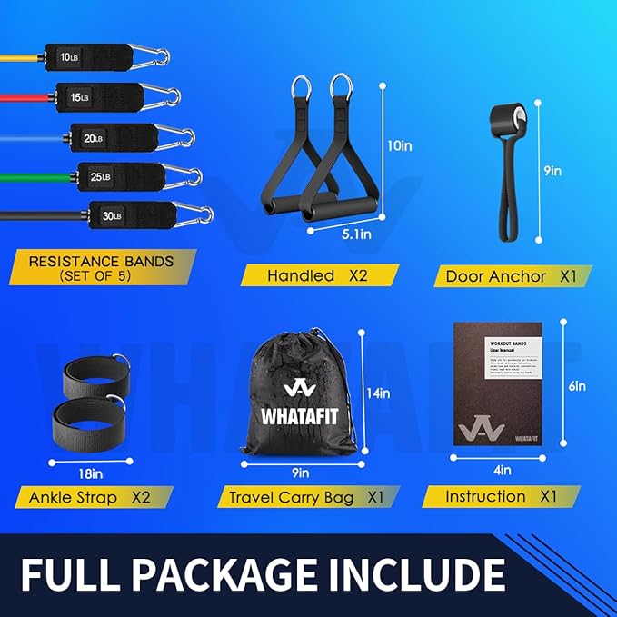 WHATAFIT Resistance Bands, Exercise Bands，Resistance Bands for Working Out with Handles for Men and Women Fitness, Strength Training Home Gym Equipment - Bloomnest