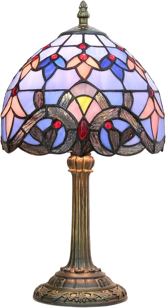 Tiffany Lamp Stained Glass lamp Small Bedside Table Lamps for Living Room Bedroom Dorm Kitchen Home Decor Festival Birthday Gift,Blue Baroque - Bloomnest
