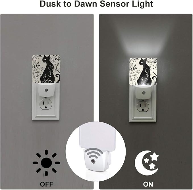 Led Night Light, Black Cat Decorative Plug in Nightlights,with Smart Auto Dusk to Dawn Night Light for Bedroom, Kitchen, Nursery, Bathroom - Bloomnest