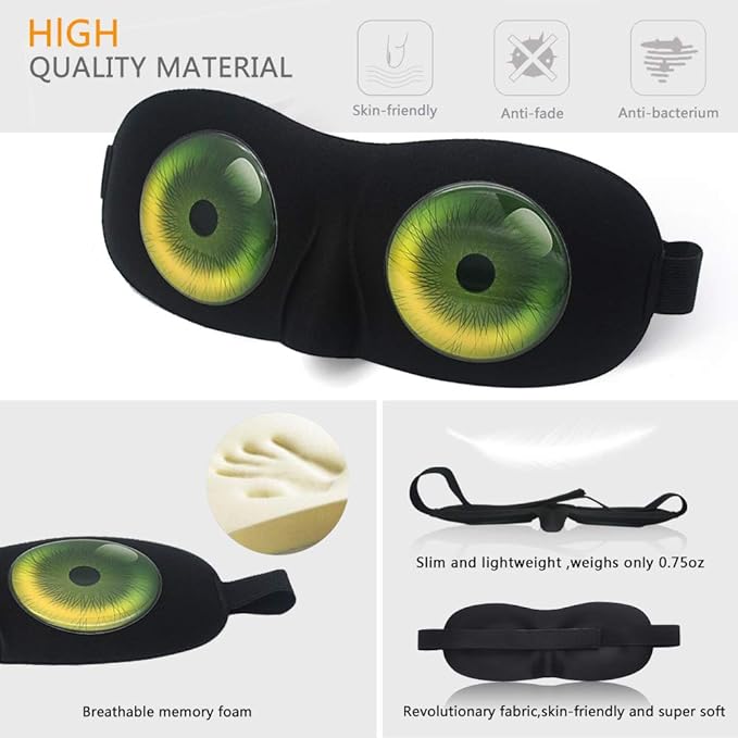 Tphon Eye Sleep Mask Funny Blindfold for Women Men Kid, Upgraded 3D Contoured 100% Blackout Sleeping Mask with Adjustable Strap, Soft Night Blindfold Eye Shades for Travel Naps Shift Works Games - Bloomnest