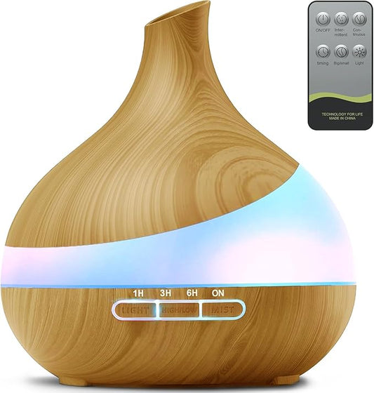 500ML Essential Oil Diffuser: Aroma Diffuser with Remote Control for Hotel Spa Yoga Room - Humidifiers for Bedroom with 14 Colors LED Night Light for Kids/Women Home Relaxation - Bloomnest