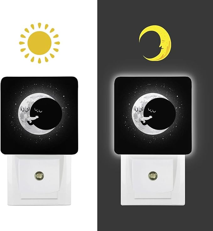Cute Lunar Eclipse Night Light, Plug into Wall Decor Nightlights for Bedroom, Bathroom, Hallway, Kitchen, with Dusk to Dawn Light Auto Sensors LED Night Lights for Boys Girls Women Men Room Gifts - Bloomnest