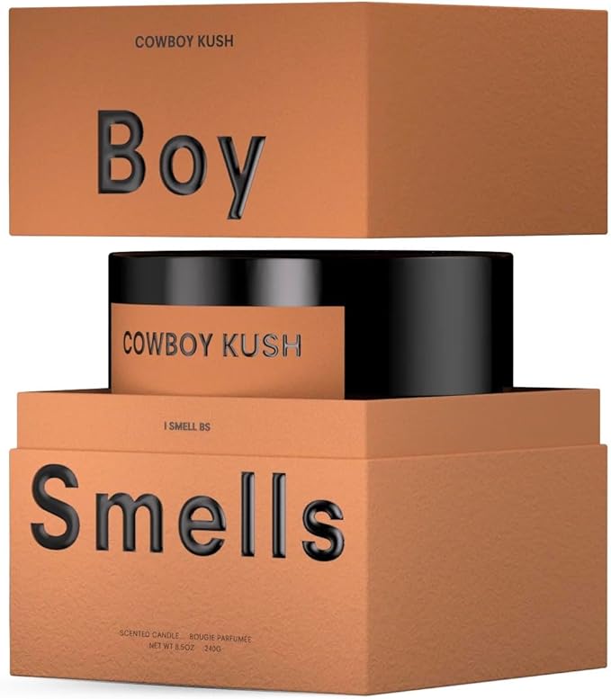 Boy Smells - Cowboy Kush Scented Candles for Men and Women - 8.5 oz - Soy, Coconut Wax Candle Blend - Aromatic Candles for Home with Suede, Saffron and Patchouli - 50-Hour Burn - Cotton Wick BoySmells
