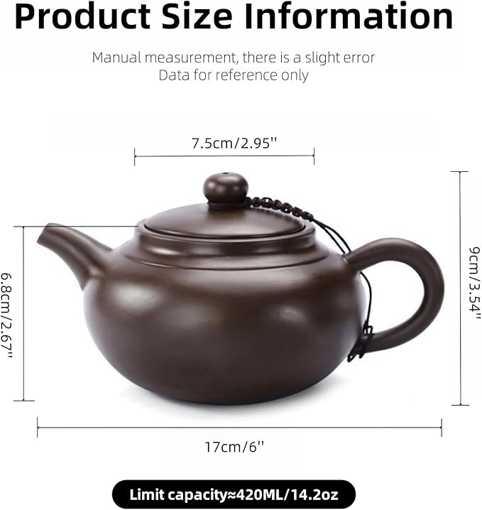Yixing Purple Clay Tea Pot, Chinese Handmade Xishi Teapot, Pottery Zisha Sand Mud Kungfu Tea Set Kettle 14oz Zini - Bloomnest