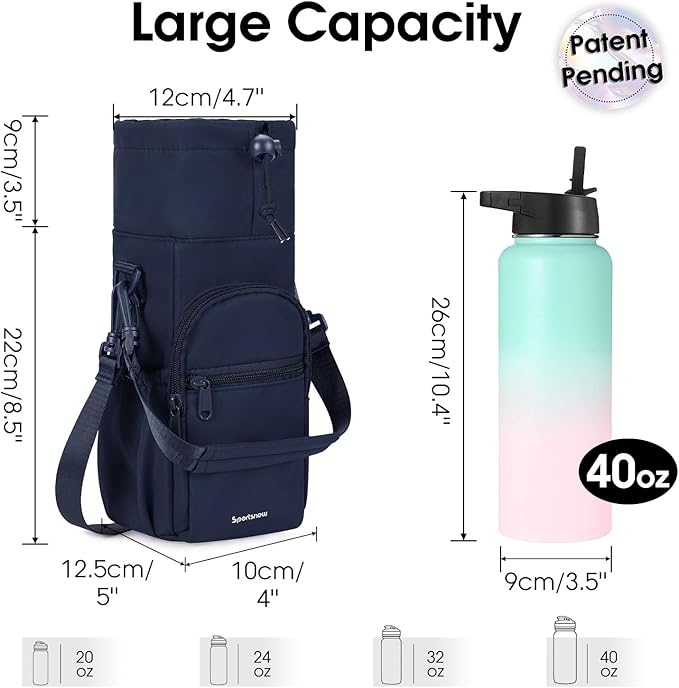 sportsnew Water Bottle Holder with Strap 32oz 40oz Insulated Water Bottle Carrier Sling Bag with Phone Pocket Crossbody sportsnew