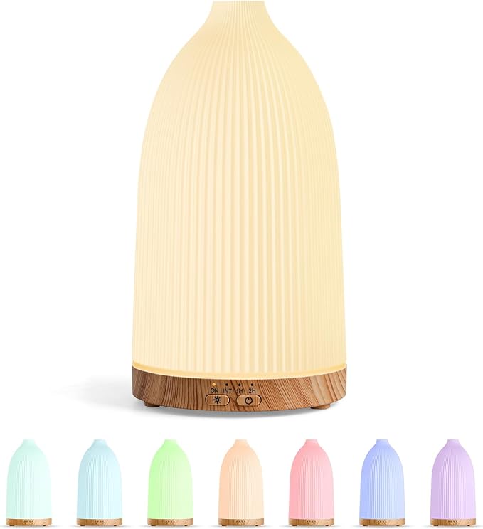 SALKING Essential Oil Diffuser, 100ml Aromatherapy Diffusers with Adjustable Mist Mode Timer Setting, Ultrasonic Diffusers for Essential Oils, Warm White Lights, 7 LED Colors, for Office Home - Bloomnest