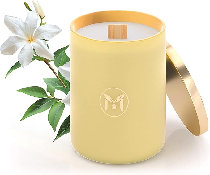 MyrrhUSA Honeysuckle Scented Candle – 15 oz Natural Soy Wax with Crackling Wooden Wick & Essential Oils | 80 Hour Burn | Luxury Aromatherapy Candle for Relaxation, Home Décor, Living Room & Bathroom - Bloomnest