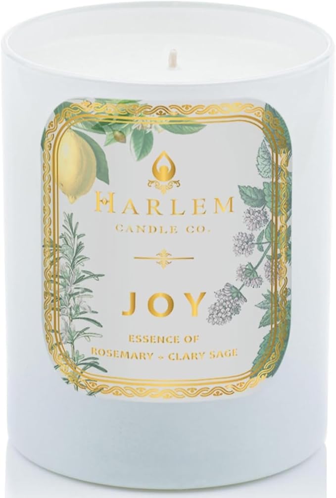 HARLEM CANDLE CO. - Joy - Luxury Scented Soy Candle, 11 oz - 80-Hour Burn Time | Fresh Mint, Italian Lemon, Rosemary, Jasmine Petals, Cedarwood, Amber Musk | Scented Candles for Home - Bloomnest