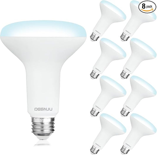 8 Pack BR30 LED Bulb, Dimmable Indoor Flood Lights 7W Equivalent 65W 5000K Daylight, CRI80, 650 LM, E26 Base, 15000 Lifetime Hours, Interior Energy Saving Recessed Light Bulb, Flicker-Free - Bloomnest