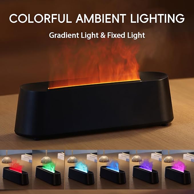 Essential Oil Diffuser, Fireplace Fire Flame Aromatherapy Diffuser, 250ml Cool Mist Humidifier, Scent Aroma Diffuser with 7 Colors Light, Remote Control, Timer & Auto-Off for Home, Room (Black) - Bloomnest