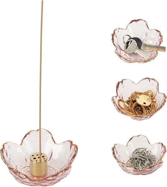 Incense Holder for Sticks,Handmade Ash Catcher Glass Bowl with 9 Holes Incense Holder for Home Décor, Meditation, Yoga,SPA Decor,Easily Grab All Incense Ash - Bloomnest