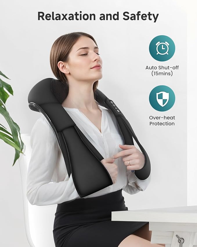 Snailax Shiatsu Neck and Back Massager with Heat, Neck and Shoulder Massager, Deep Kneading Electric Massage Pillow for Shoulder, Back, Leg Muscle for Home & Office, Gifts for Dad