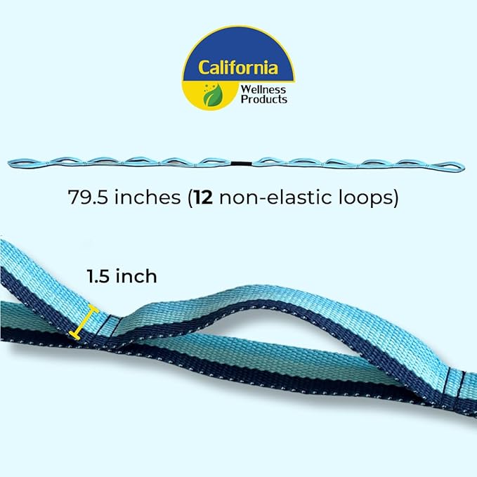 California Yoga Strap | Yoga Belt with Loops | 12 Multi Loop & Non-Elastic | Stretching Strap | Gym Workout & Exercise Bands | Physical Therapy | Improves Sitting Posture for Women & Men - Bloomnest