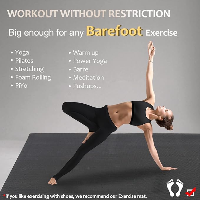 GXMMAT Large Yoga Mat 6'x4'/6'x6'/7'x5'(7mm/9mm), Extra Thick Workout Mats for Home Gym Flooring,Ultra Comfortable Non-Slip Quick Resilient Barefoot Wide Exercise Mat for Pilates,Stretching,Meditation