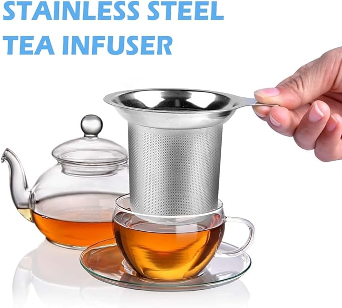 Tea Infuser for Loose Tea Extra Fine Mesh Tea Strainer Stainless Steel Tea Steeper with Large Capacity, Easy to Clean, Single Handle for Hanging on Mugs, Cups, Teapot
