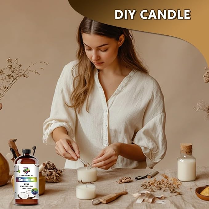 Coconut Essential Oil (8 oz/240 ml) — Coconut Oils for Aromatherapy, diffusers, humidifiers, Home fragrances, DIY Skin Care, Soap Making, DIY Candle, Yoga, and Meditation - Bloomnest