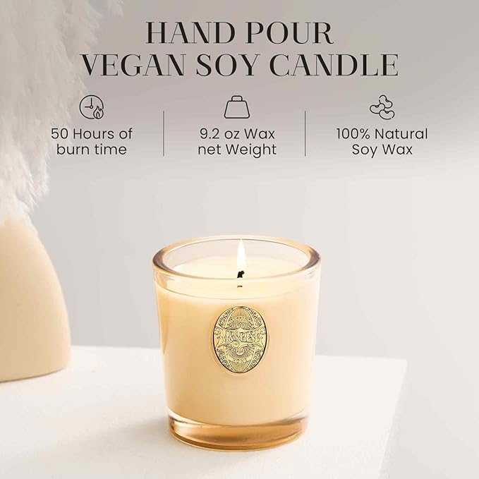 M&SENSE Natural Soy Candle | Banana Leaf & Gold | 9.2 oz, 50H Burn Time | Luxury Scented Candle for Relaxation, Gifting, Home Décor | Ideal for Bedroom, Office, Party Ambiance - Bloomnest