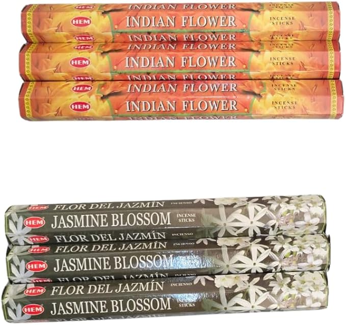 Sandalwood & Vanilla Incense from Hem Bundled with ANKCIENSE Incense Holder Bundle, Variety Pack of 120 Sticks (Indian Flower & J Blossom) ANKCIENSE
