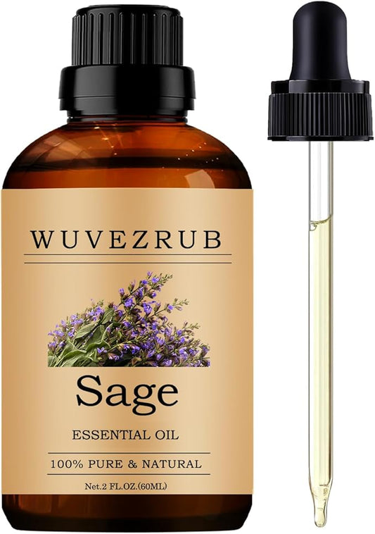 Sage Essential Oils, 60ML Pure and Natural Essential Oil for Aromatherapy Diffuser - Sage /2 Fl Oz - Bloomnest