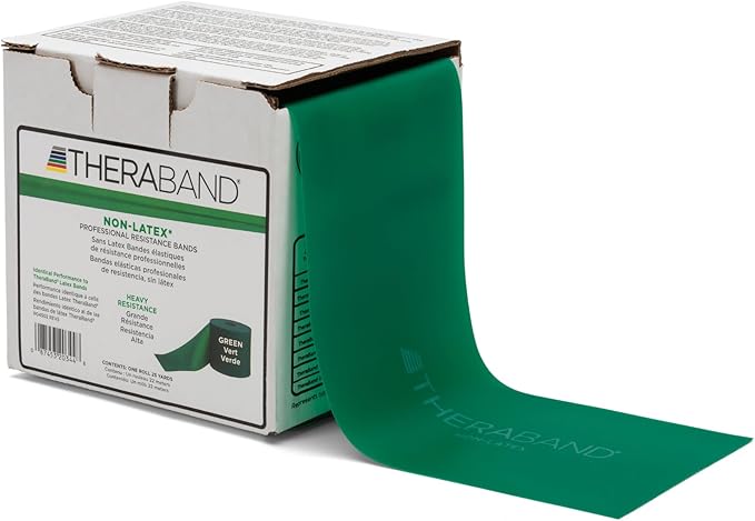 THERABAND Resistance Band 25 Yard Roll, Non-Latex Professional Elastic Stretch Bands for Upper & Lower Body Exercise Workouts, Physical Therapy, Lower Pilates, Flexibility, & Rehab, Dispenser Box - Bloomnest