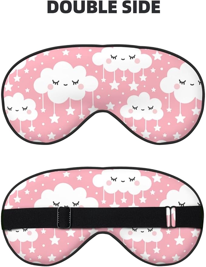 Sleep Eye Mask Girly Clouds and Stars Sleep Mask for Women Men Comfortable Eye Mask with Adjustable Strap Soft Eye Cover Blindfold for Travel Yoga Nap Shift Work - Bloomnest