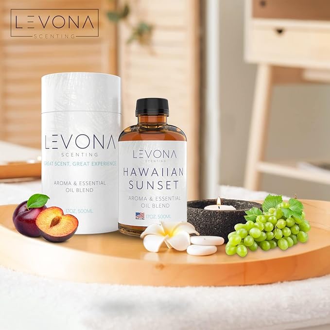 Levona Scent Essential Oils For Diffusers For Home Luxury Scents - Hawaiian Sunset Aroma Oil - Fragrance Oil With Mandarin Citrus + Dash Of Peppermint Essential Oil - 500Ml Oil Diffuser Essential Oils LEVONASCENT