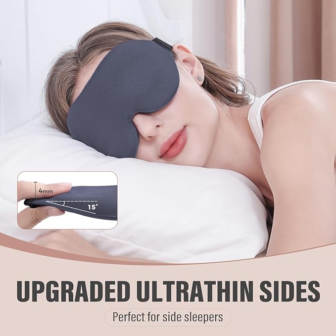 YIVIEW Sleep Mask for Side Sleeper, Complete Light Blocking 3D Sleeping Eye Mask, Soft Breathable Eye Cover for Women Men, Relaxing Zero Pressure Night Blindfold - Bloomnest