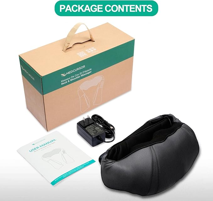 Medcursor Neck Massager, Portable Electric Neck and Back Massager with Heat, Deep Tissue 3D Kneading Pillow for Muscle Pain Relief, Ideal Father’s Day Gift, Not Cordless - Bloomnest