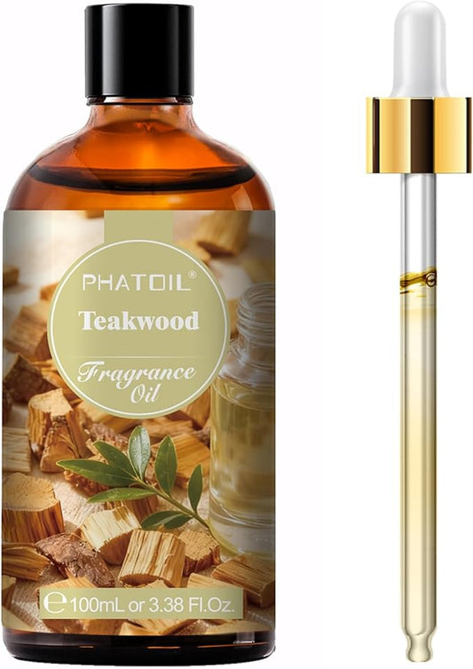 PHATOIL 3.38FL.OZ Teakwood Fragrance Oils for Aromatherapy, Essential Oils for Diffusers for Home, Perfect for Diffuser, Yoga, Skin Care, DIY Candle and Soap Making - 100ml - Bloomnest
