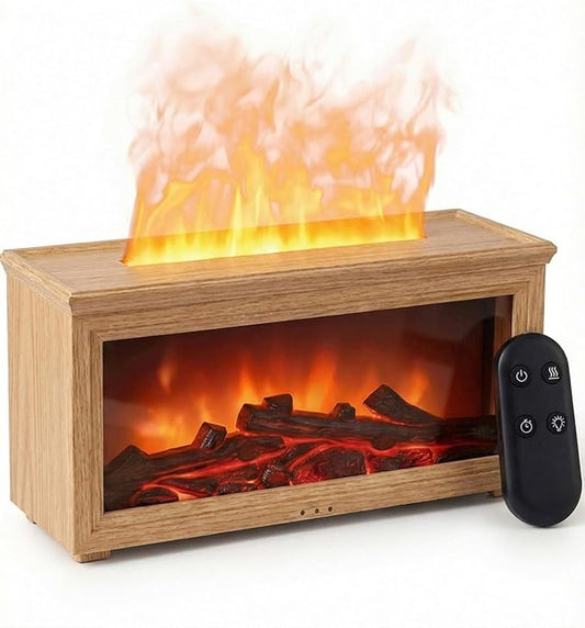 Essential Oil Diffuser, 7-Color Fireplace Fire Flame Aromatherapy Humidifier, 280ml Ultrasonic Aroma Diffuser Valentine's Day Gift with Time Sets and Remote Control for Bedroom Home Yoga Office - Bloomnest