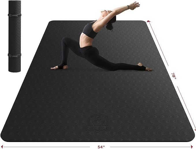 HAPBEAR Extra Large Yoga Mat - 72"x48"/78"x54", 1/4" & 1/3" Thick, Non-Slip, Durable, Eco-Friendly, Wide Exercise Mat for Home Workouts, Yoga, Pilates, Stretching, Meditation (Barefoot Exercise) - Bloomnest