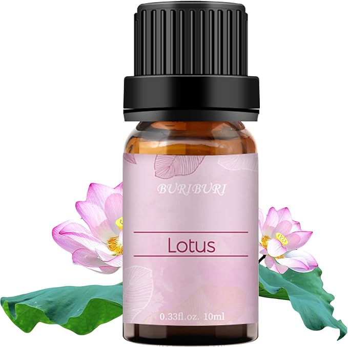 BURIBURI Lotus Essential Oil 100% Pure, Undiluted, Natural, Organic Aromatherapy Lotus Oils 10ML for Diffuser Soap Candle Making Home BURIBURI