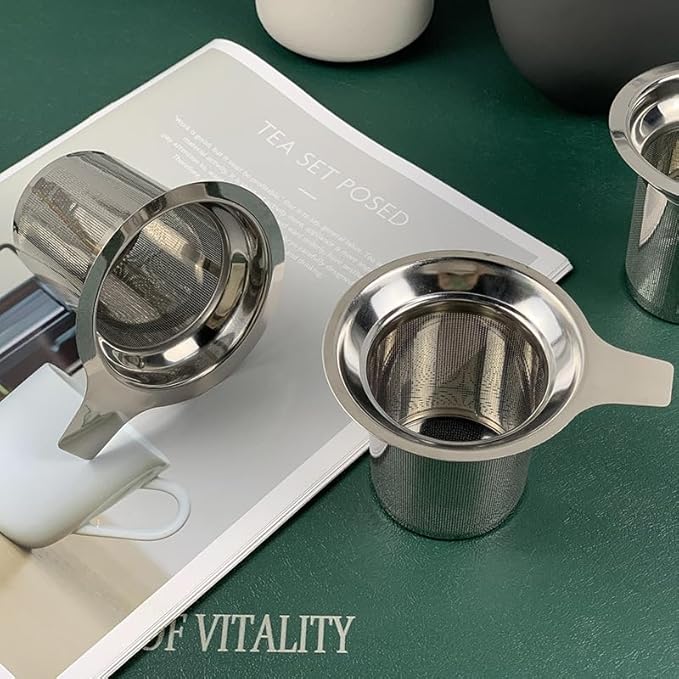 Tea Infuser for Loose Tea Extra Fine Mesh Tea Strainer Stainless Steel Tea Steeper with Large Capacity, Easy to Clean, Single Handle for Hanging on Mugs, Cups, Teapot